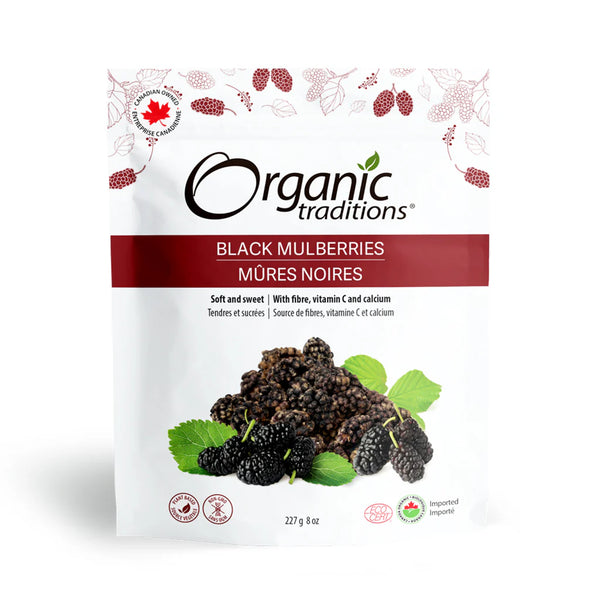 Organic Traditions Black Mulberries 227g | Dried Superfruit for Immune & Liver Support