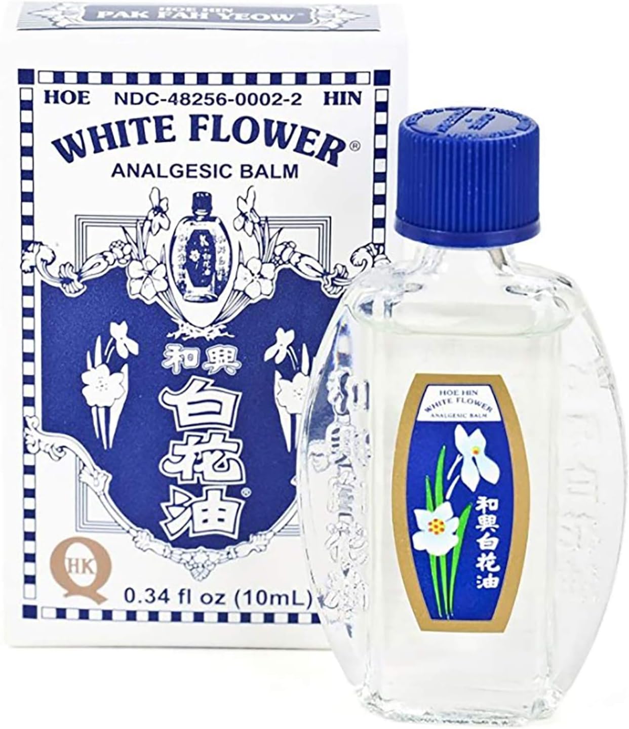 Bottle of White Flower Massage Balm on white background
